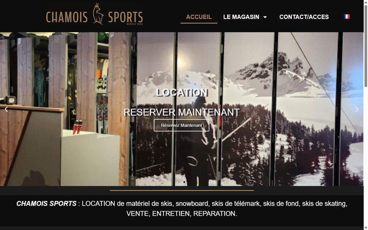 Capture d'écran du site Chamois Sports