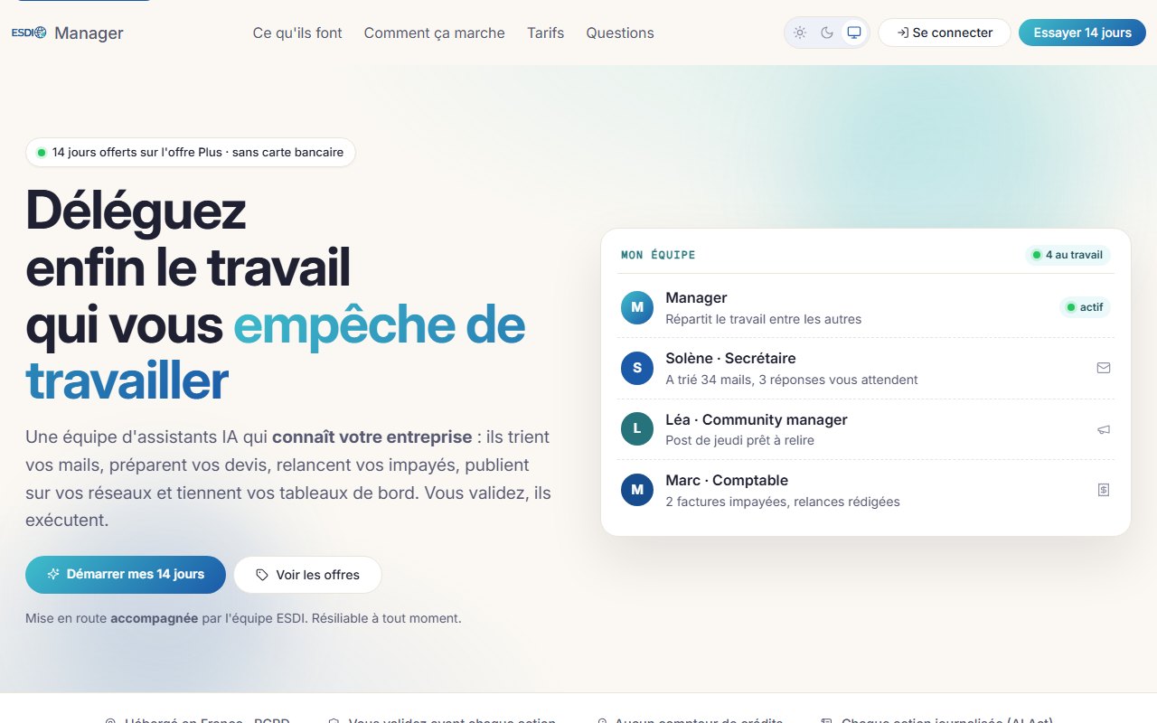 ESDI Manager, plateforme d'assistants IA