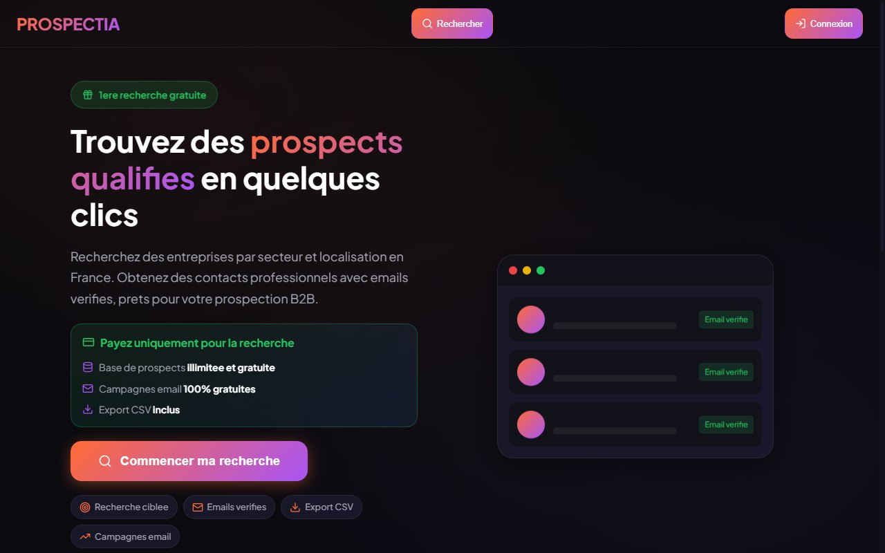 Page d'accueil de Prospectia
